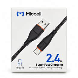 USB-A – USB-C kábel Miccell VQ-D06, 2,4 A, 1 m, fekete - ✔️ ár, vélemények | Mikromerleg.hu